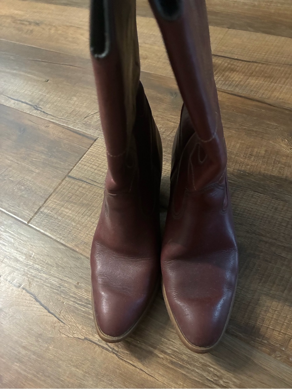 Zodiac Women's Burgundy Leather Cowboy Boots - Picture 3 of 7